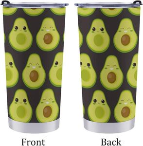 Tumblers Imágenes de aguacate de 20oz Taza de café con aislamiento de acero inoxidable con tapa con taza duradera para la oficina de viajes de la vida diaria