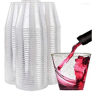 Gobelets en plastique transparent, verres à vin à paillettes argentées, fête de boisson réutilisable pour flûtes à champagne, Cocktail