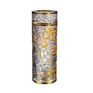 Vasos Nueve Dragones Escultura Taza Cálida Regalo Tótem Tradicional Personalidad Caja de Plata Dragón Dorado y Fénix Retro Clásico 230210