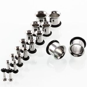 Tunnels Body JewelryEar Plugs F20 Mix 3-14mm 100pcs / lot en acier inoxydable simple évasé tunnel de chair piercing bijoux drop livraison 2021 Hrdy