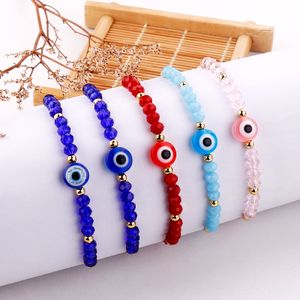 Pulseras de ojo malvado de cristal azul turco para mujer, cadenas de cuentas de cristal hechas a mano, accesorios de joyería de la suerte, pulsera de pareja de moda
