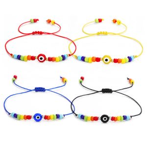 Turc mauvais oeil bleu Bracelet pour femmes mode perles 2021 bohème arc-en-ciel perlé bijoux corde chaîne chanceux Bracelets