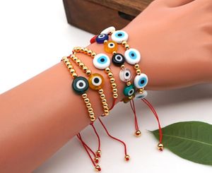 Pulsera de cuentas de cristal de ojo de la suerte turca, pulsera de amuleto de ojo malvado colorido, pulsera de cadena de oro y plata para mujer, joyería femenina