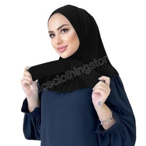 Pañuelo Hijab turco listo para usar, Jersey de algodón, diadema, cierre a presión musulmán, pañuelo interior Hijab, tamaño libre, pañuelo para la cabeza