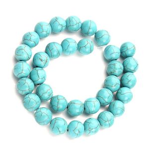 Turquoise 300 pièces/lot, perles rondes en Turquoise vert naturel, 4, 6, 8, 10Mm, pour la fabrication de bijoux, Bracelets, perles en vrac, Dh9It