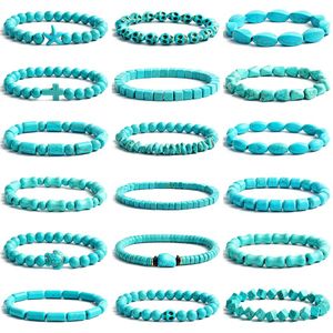 Perles Turquoises Bracelets pour femme Reiki Nature pierre Cube cylindre Bracelets irréguliers guérison bijoux de santé