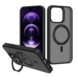 Magsafe 360 Rotation Béquille Acrylique Antichoc Cas pour iPhone 15 14 13 Pro Max 12 11 Pro Max Transparent Givré Mat Magnétique Charge Sans Fil Couverture de Téléphone