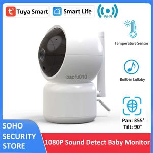 Tuya 1080P WiFi Infrared Baby Monitor FHD IR Nanny Caméra de surveillance avec alerte de température Lullaby Sound Detect Auto Tracking L230619