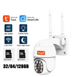 Tuya Smart 3MP Camera HD 1080P WiFi inalámbrico IP Camera Board AI Cámaras de seguimiento para Home Lift IP Security Audio bidireccional Auto Night Vision IP65 Google Alexa App