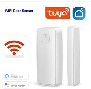 TUYA Smart Control WiFi Sensor de puerta Abierto Cerrado Seguridad Sistemas de alarma Detectores Notificación de aplicación Vida inteligente para Amazon Soporte de alerta Alexa Google Home Alarm