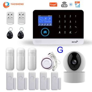 Tuya TFT pantalla a Color sistema de seguridad para el hogar Wifi GSM alarma intercomunicador Control remoto Autodial 433MHz Sensor con IP Carema