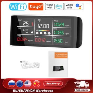 Tuya WiFi multi-fonctionnel 9 en 1 détecteur de qualité de l'air téléphone portable liaison intelligente affichage LCD numérique HCHO TVOC PM2.5/10 détecter