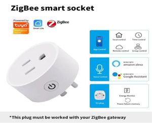 Prise intelligente Tuya ZigBee US avec prise de minuterie, mini télécommande vocale, prises sans fil pour la maison, compatibles avec Alexa Google SmartThings8021223