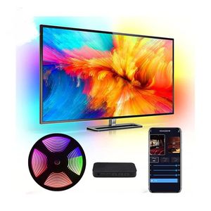 LED TV LED lumineux pour 75 pouces avec HMDI Sync Box RGB 5050 30 LED / M 3,8m USB TV LED TV Kit de rétroéclairage pour le téléviseur à écran plat PC LL