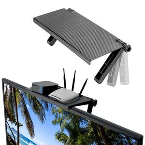 TV Screen Top Storage Shelf Rack Réglable Wifi Tablette Boîte Boîte Durable Multifonction Outil Organisateur Moniteur D'ordinateur Rack IU005 210705