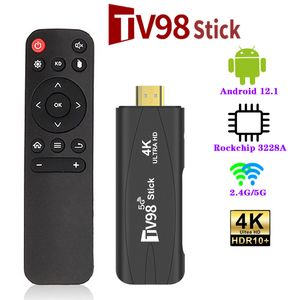 TV98 TV Stick 4K Smart 2.4G 5G Wifi Android tv box 12.1 Rockchip 3228A HDR décodeur OS HD 3D lecteur multimédia Portable