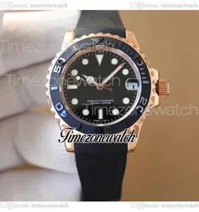 TWF 37 mm Y-M 268655 ETA2836 Montre automatique pour femme Cadran noir Boîtier en or rose Bracelet en caoutchouc Nouvelles montres pour dames Carte de garantie gratuite même série Timezonewatch