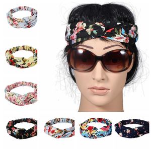 Twist Turban Floral Headband Prints para mujeres Stretch Hairbands Sport Headbands Yoga Headwrap Bandana Girls Accesorios para el cabello KKA2680