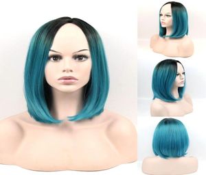 Deux couleurs 2017 Deux tons Ombre Perruque Moyen Long Droite Synthétique Perruque de Cheveux pour Les Femmes Noires Perruque Peruk Afircan American Wigs3113203