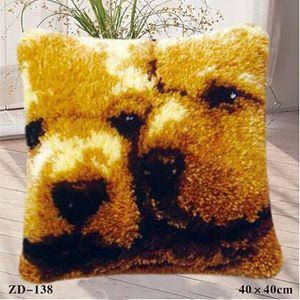 Funda de almohada Diy para dos perros sin relleno, 40x40cm, decoración de animales, sofá, silla, funda de cojín de lana, funda de almohada