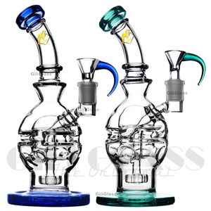 9 pulgadas Faberge Fab Egg Hookahs Bongs de vidrio Swiss Perc Recycler Tuberías de agua 14.4 mm Conjunto de plataforma petrolera Cabezal de ducha Percolador Dab Rigs Envío gratis