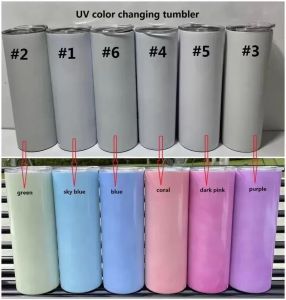 Dos funciones que brillan en la oscuridad UV Cambio de color Tumbler 20oz Sublimation Tumbler Sun Light Sensing Wholesale FY4197