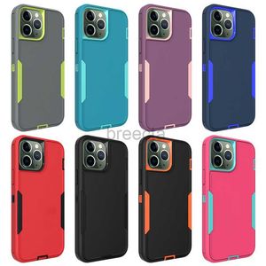 Casos dos en uno Contraste Color Anti-caída Robot Armor TPU Funda para iPhone 11 12 13 Mini Pro Max Cover 240304