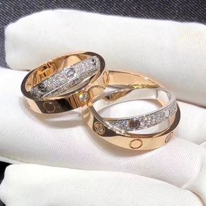 Diseñador de joyería de anillo de doble anillo de dos en un tornillo para mujeres anillo de acero anillo de acero anillo de acero de acero no que se desvanece nunca al-alérgico con caja
