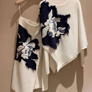 Robe de deux pièces Wmsna automne blanc brodé fleur pull femme manches longues taille haute un fil demi-ensemble 231120