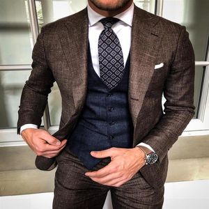 Deux pièces Brown Mens Cost Fomal Occasion Herringbone Tweed Cost Blazer Veste Tuxedos Groom Cost For Casual Leisure Jackets PA222W