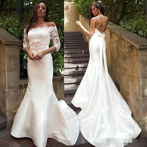 Deux pièces robes de mariée sirène dos bas sexy avec appliques veste ceinture perlée robes de mariée élégantes avec boutons vestito da sposa sirena