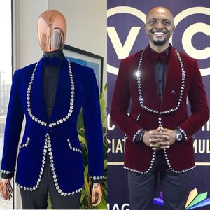 Deux Pièces De Mariage Tuxedos Hommes Costumes Beau Rivet Poches Revers Cranté Costume Un Bouton Plusieurs Couleurs Personnalisé Manteau Pantalon Partie