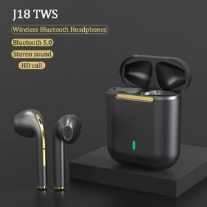 TWS sans fil Fone Bluetooth écouteur ecouteur manchette écouteurs auriculaires J18 HD appel stéréo musique casque jeu réduction du bruit casque pour téléphone intelligent dans l'oreille