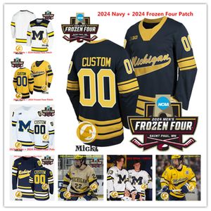 Tyler Duke 2024 Frozen Four Michigan Hockey Jersey Josh Eernisse Nick Moldenhauer Garrett Schifsky Jacob Barczewski Cousue Michigan Wolverines Jerseys