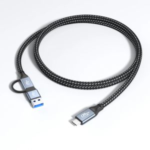 Type C Câble de charge Cordon de chargeur rapide OTG USB C Adaptateur Téléphone Convertisseur 2 en 1 fil court 5A 100W pour le pont de vapeur MacBook M2