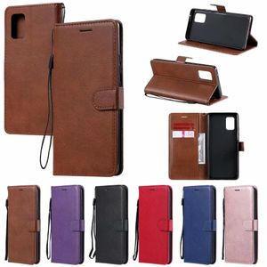 Étuis à rabat en cuir uni pour Samsung S24 Ultra Plus A05 A05S A15 Google Pixel 8A Moto G84 G54 G32 G14 Huawei Mate 60 Pro Holder Cover ID Card Slot Luxury Pouch Strap