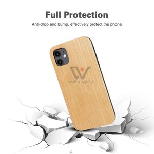 UI – coque de téléphone luxueuse en bois de cerisier naturel et bambou, étui en TPU pour iPhone 11 12 Pro Max 13, vente en gros
