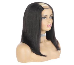 U Part perruque coupe de lutin cheveux humains courts péruvien Remy droite Bob perruques pour les femmes noires pré plumé délié Upart Clip en court Bob2833707