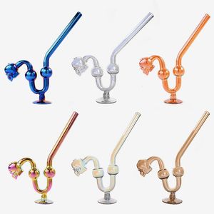 Forme en U Différentes couleurs Pipes à fumer Porte-cigarette à tabac Tube droit Tuyau à main Pyrex Verre Brûleur à mazout Logo Design En stock Conseils de filtre pour herbes sèches SW136