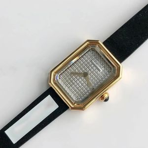 U1 Top AAA Diseñador clásico Reloj de diamantes Serie Premiere Mujeres con estilo pequeño cubo de azúcar equipado Movimiento de cuarzo zafiro Correa de caucho con textura de terciopelo ultrafina 56