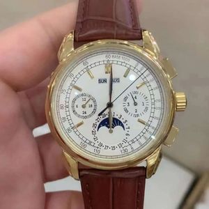 U1 TOP AAA Super Complication Capion 5270G Automatic Homme Watch Moon Phase compliquée Silver Diad Perpetual Calendar Swiss Watches Brownleather Montre de Luxe