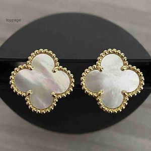 U4TS Van Clover Cleef Boucle d'oreille Designer Boucles d'oreilles Stud Boucles d'oreilles Designer de luxe Boucle d'oreille Trèfle Perle Nacre Plaqué or 18 carats Agate Boucle d'oreille Fête des Mères Partie