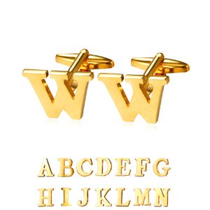 U7 Alphabet lettre boutons de manchette lettres majuscules initiales EFGHIJKLMN Simple classique or argent couleur bouton de manchette pour hommes bijoux