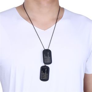 Etiquetas de perro grabadas personalizadas, collares con colgante de nombre personalizado, regalos de joyería para hombres, cadena larga de acero inoxidable, estilo militar del ejército