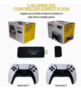 Console de jeux vidéo U9 Pro HDMI Stick Host avec contrôleur sans fil 2.4G Kit récepteur USB 10000 + console d'arcade de jeux pour émulateur PSP N64 PS1 FC SFC GBA Vs Ps5 M8 Plus