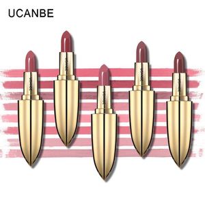 UCANBE Marque Couronne Velours Mat Rouge À Lèvres Maquillage Doré 5 Couleur Nude Longue Durée Pigment Lèvres Bâton Cosmétique Naturel À Lèvres