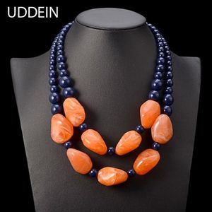 Uddein Bohemian Maxi Collar Mujeres Beads Doble Beads Resina Gema Vintage Declaración Collar Collar Joyería Y2007249T