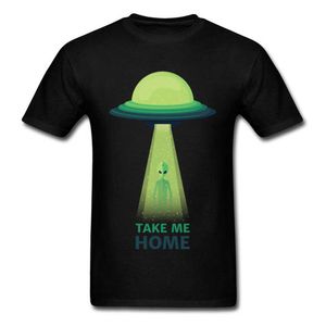 UFO Alien Tee Shirts Hommes Take Me Home Hipster Grande Taille Hommes T-Shirt Coton Intéressant Drôle T Adulte Vêtements Chemise 210629