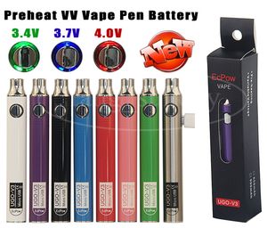 UGO V3 510 Thread Vape Pen Batería Precalentamiento VV Voltaje variable eVod eGo USB Passthrough Cargador Kit de batería 650mAh 900mAh Vapor Mods Ecigs