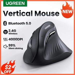 UGREEN souris verticale sans fil bluetooth 50 24G ergonomique 4000DPI 6 boutons muets pour tablette ordinateurs portables ordinateur PC souris 240314